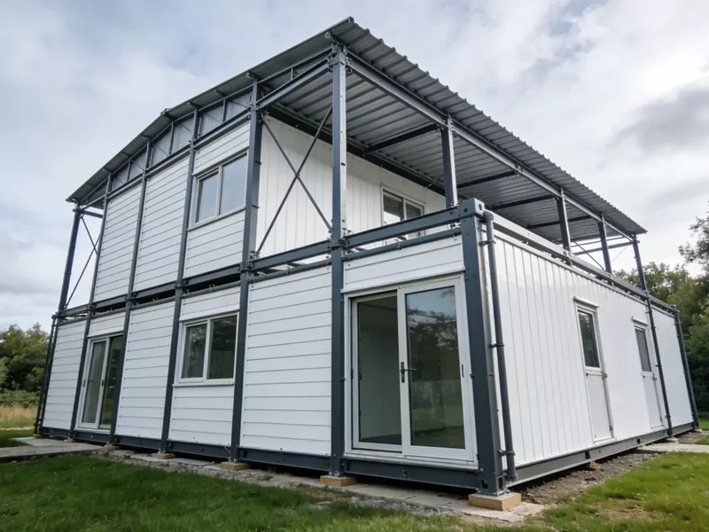 Casa prefabricada d'estructura d'acer verd