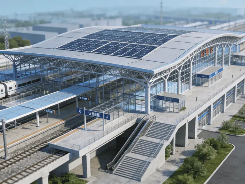 Estació de tren d'estructura d'acer multifuncional