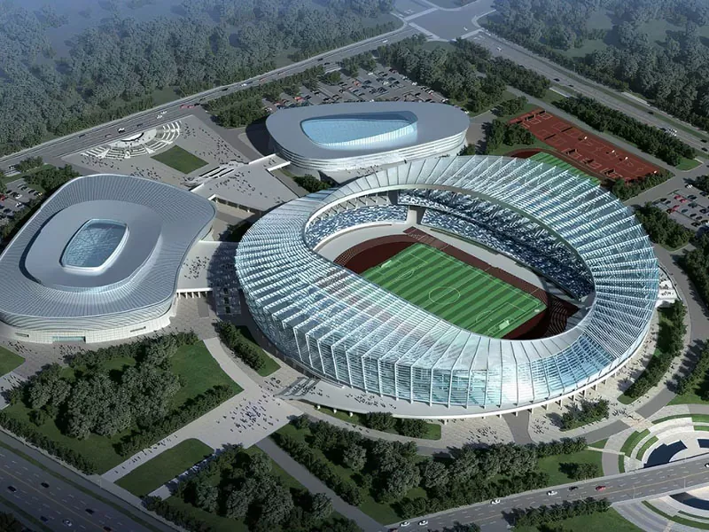 Estructura d'acer prefabricada per al complex poliesportiu