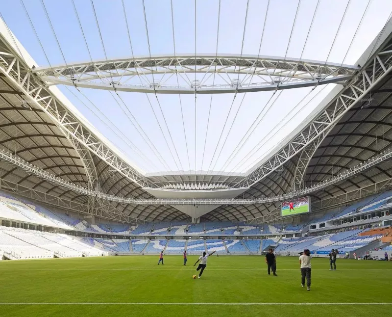 Construcció d'estructura d'acer de l'estadi