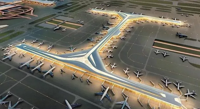 Sala de satèl·lit de l'aeroport d'estructura d'acer