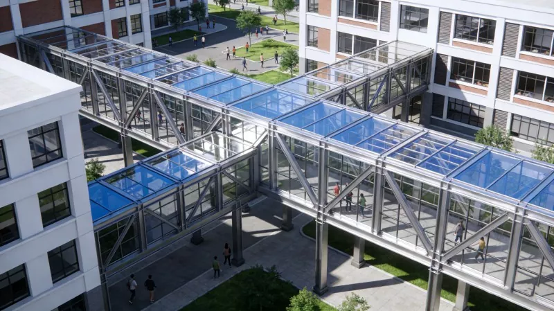 Corredor del campus d'estructura d'acer