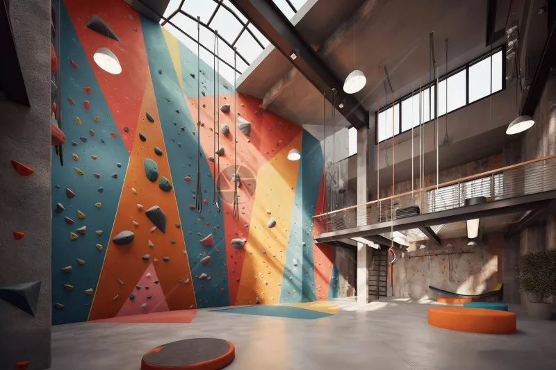 Gimnàs d'escalada interior estructurat d'acer
